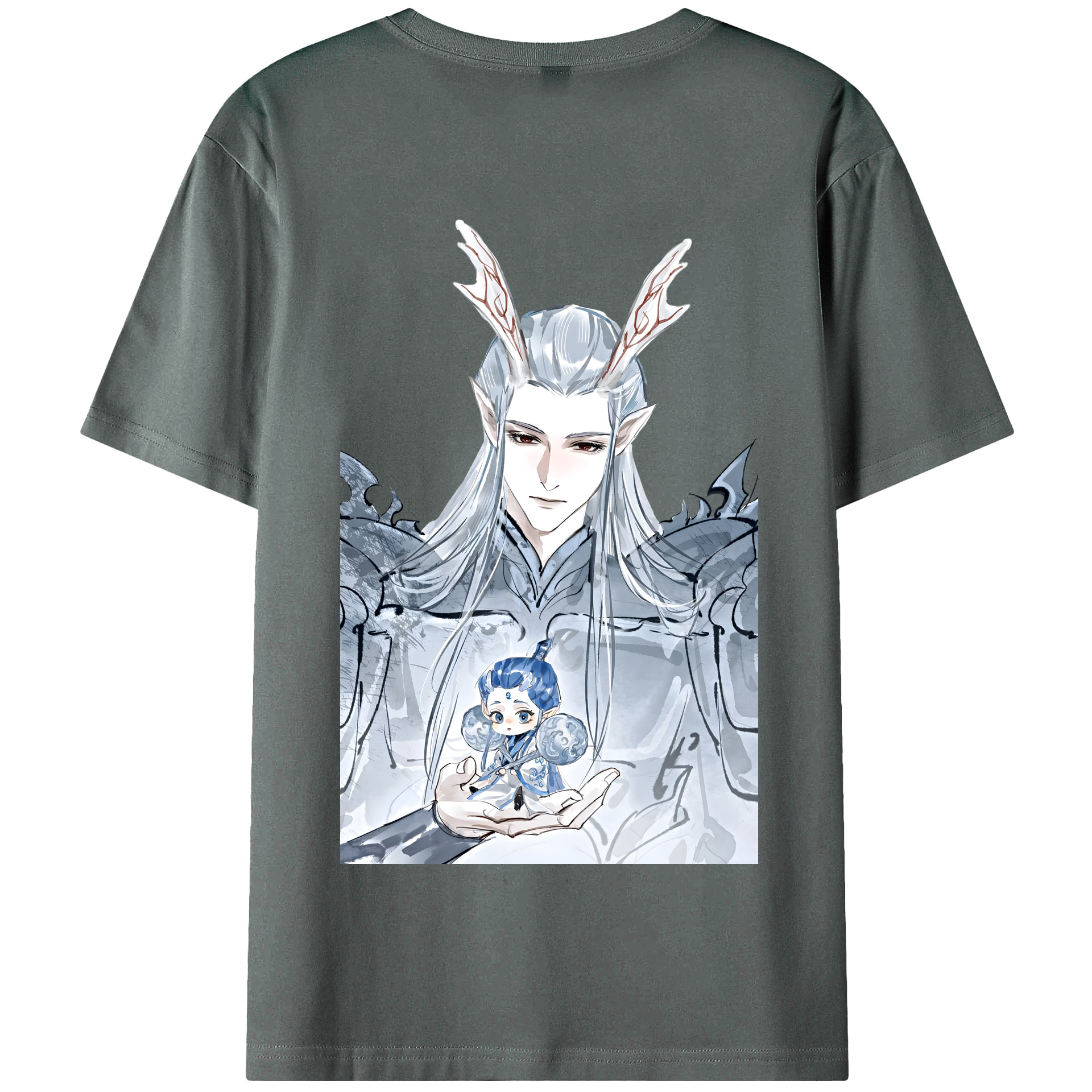 （画像用） Ne Zha 2 ナタ 魔童の大暴れ 綿100％半袖Tシャツ（背面プリント）